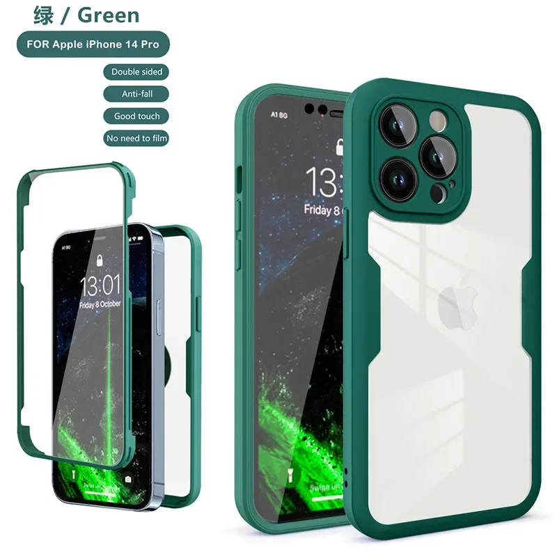 Crystal Clear Full Wrap Phone Case with Lens Protection and Film Back Cover