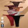 FINETOO 5PCS/Set Sexy G-string Panties Cotton Women's Underwear Adjustable Waist Girl Female Pantys Bikini Lady Thongs Lingerie
