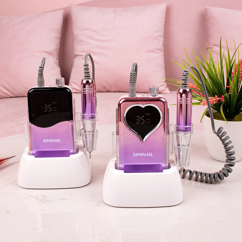Siminail Nail Drill Machine Professional 35000Rpm Portable Electric Nail File Ricaricabile Manicure Machine Set Efile Bit Kit