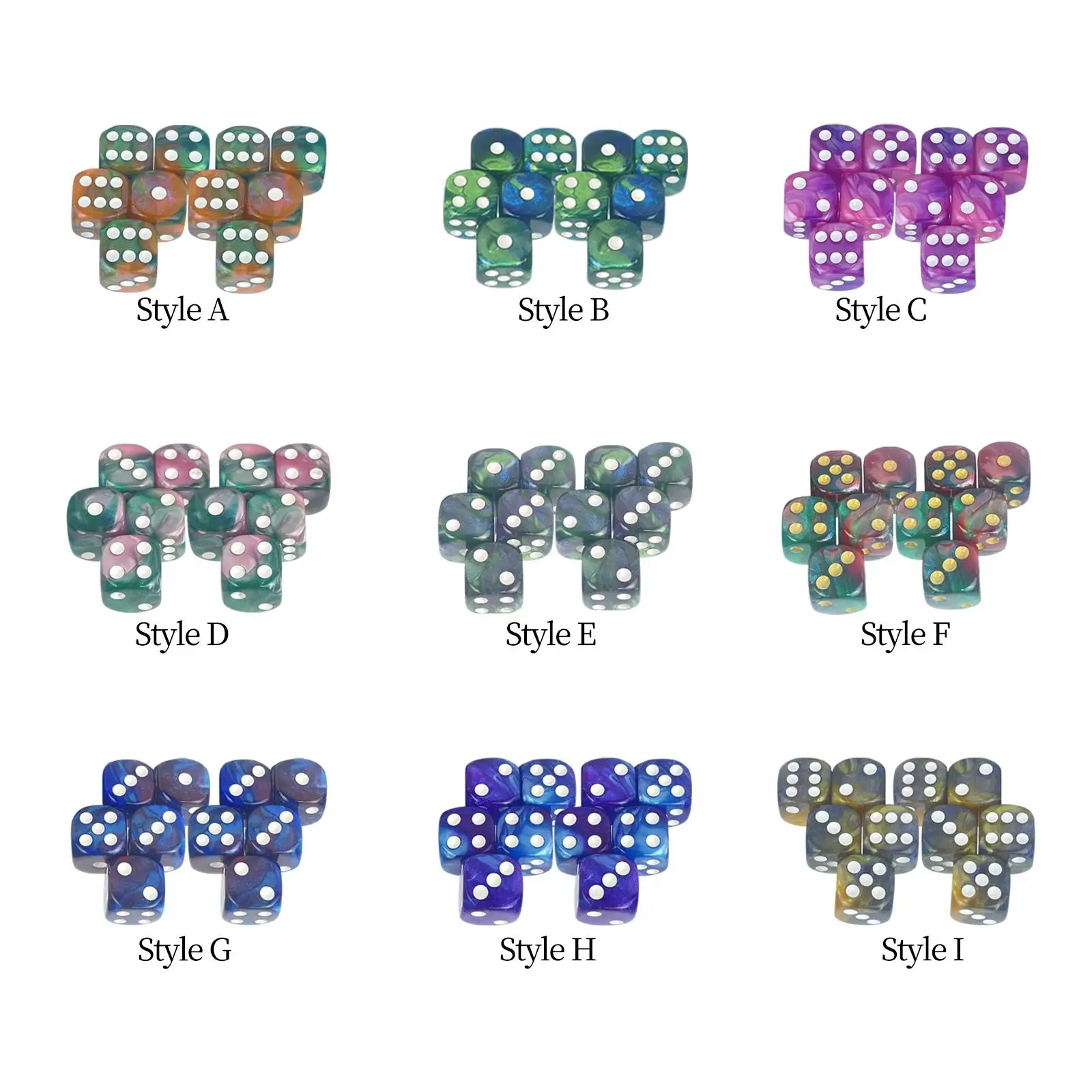 

Set of 10 D6 Polyhedral for Parties, Cafe, Family Gathering.