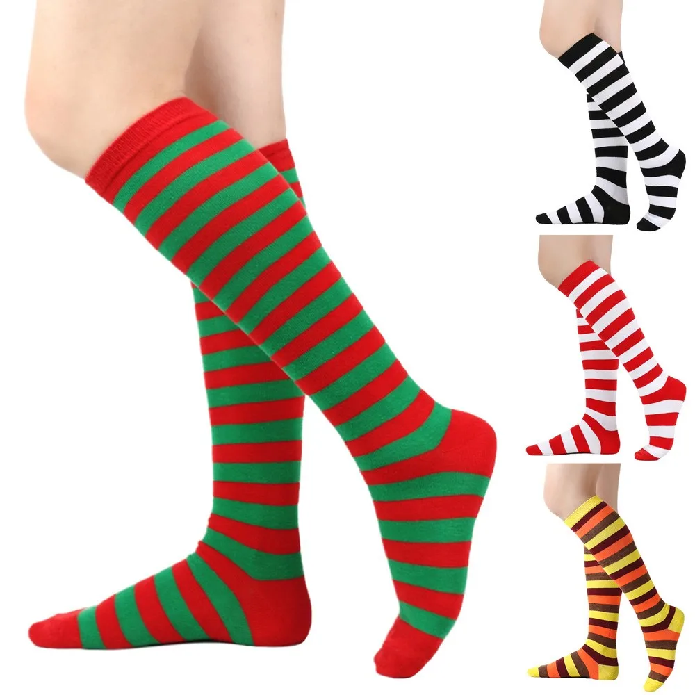 Striped Christmas socks kids boy girl Knee high Thanksgiving Turkey calf sokken boy Couple socks Sports football mid-tube sock