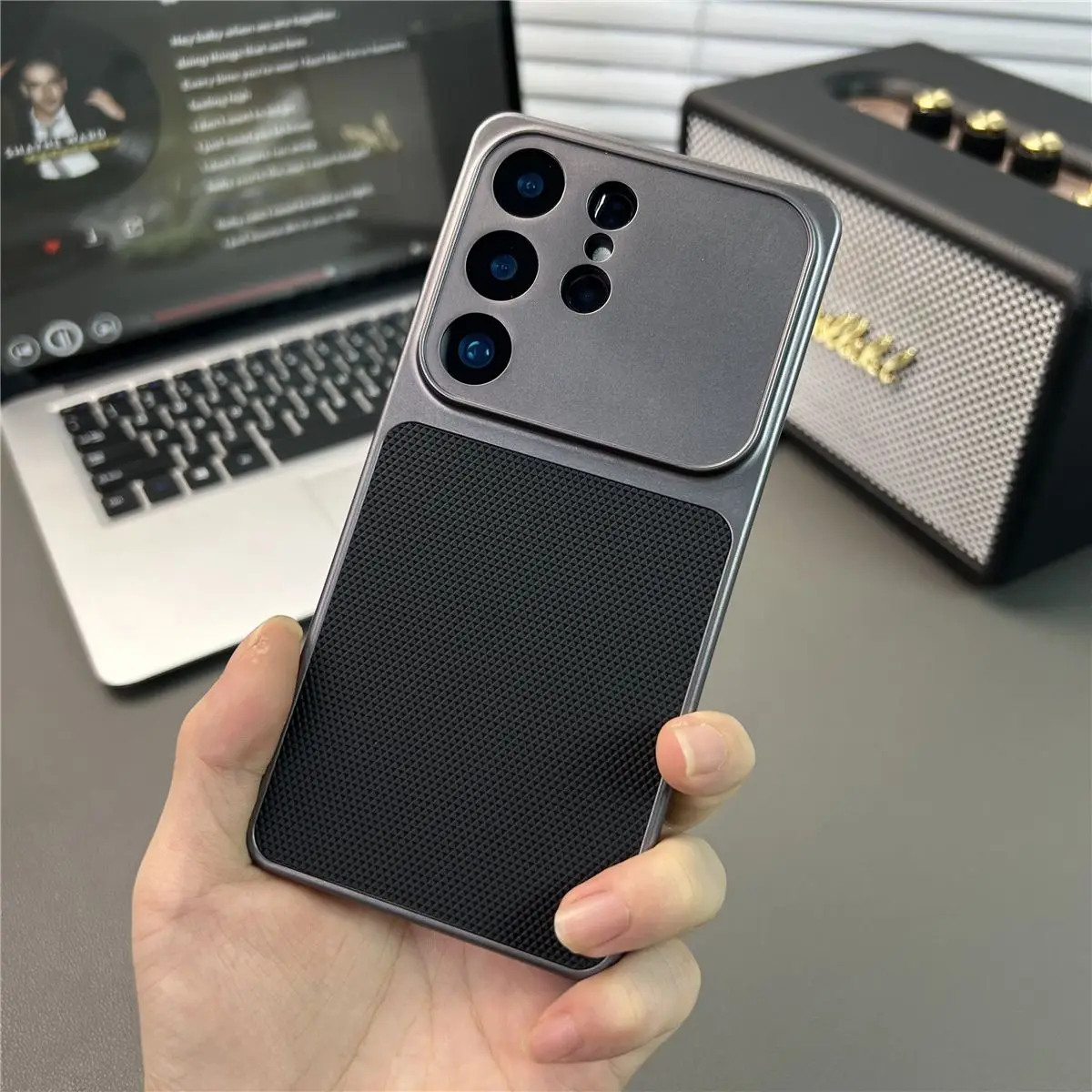 Luxury Diamond Pattern Black Phone Case - All-Inclusive Soft TPU Shockproof Matte Cover