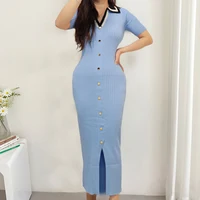YuooMuoo Chic Fashion Sexy Wrap Hips Maxi Dress Women Luxury Embroidery Single-breasted Bodycon Party Dress Office Lady Vestidos - Image 4