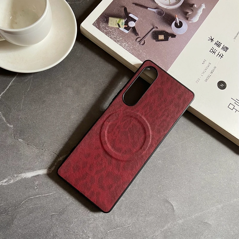 Magnetic Leather Leopard Floral Shockproof Phone Case with Mag-safe