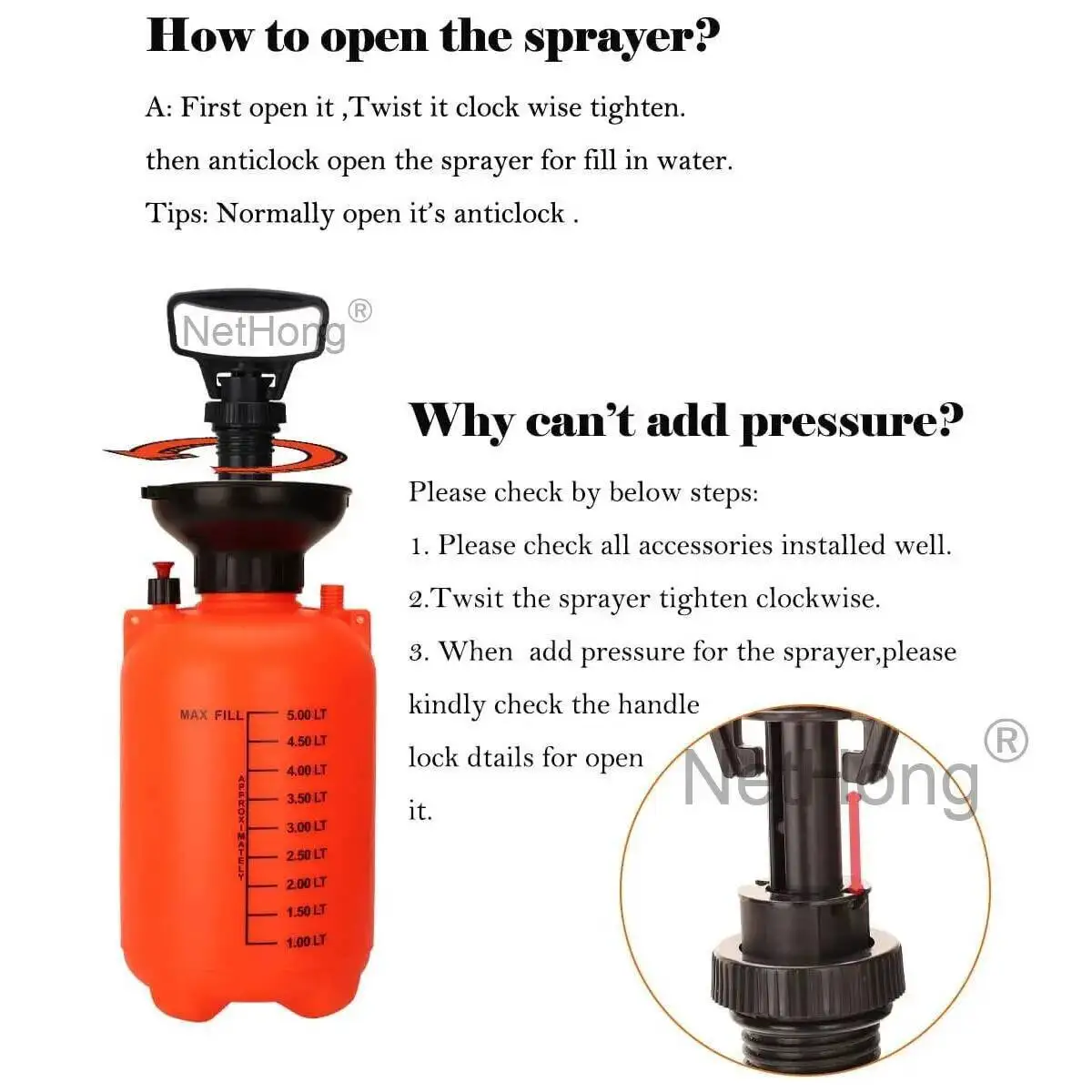 NEW 5 Litre Pressure Weed Killer Sprayer Garden Spray Bottle Chemical Water UK: 3 - 5 Days Free Delivery Only UK