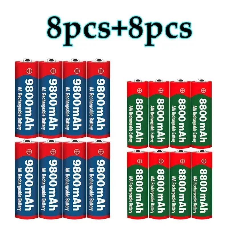 1.5V AA 9800 MAh + 1.5V AAA 8800 MAh Alkaline Rechargeable Battery for Clock Toys Camera rechargeable battery alkaline battery