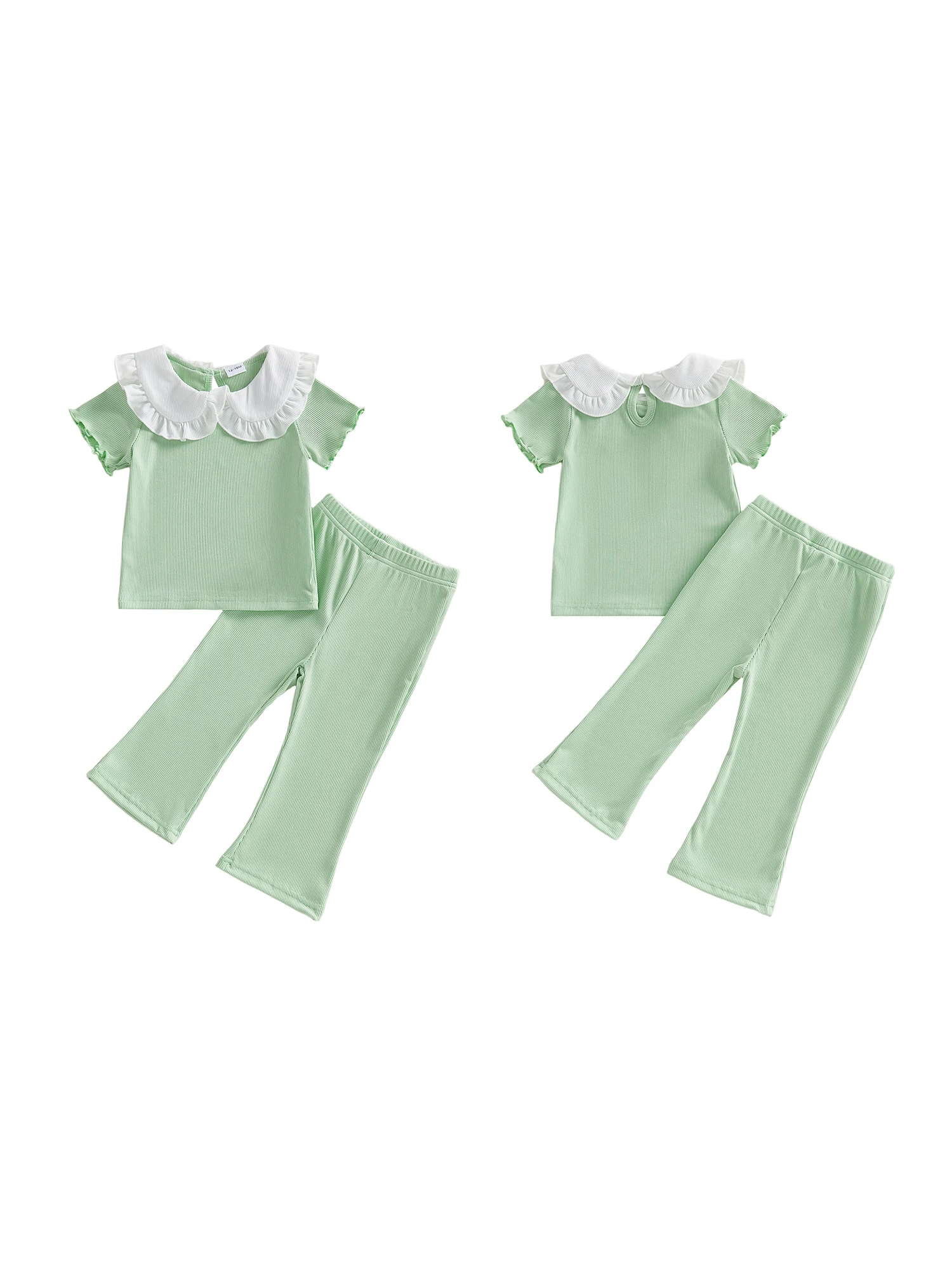 Girls Summer Outfit Sleeveless Ruffle Top with Denim Shorts Set Casual Two-Piece Clothing Set for Kids