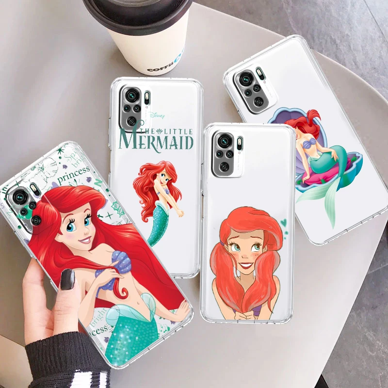 

Mermaid Disney Princess For Xiaomi Redmi Note 12 11 11S 11T 10 9 8 7 6 5 4 Pro 5G 4G Silicone Transparent Soft Phone Case Fundas