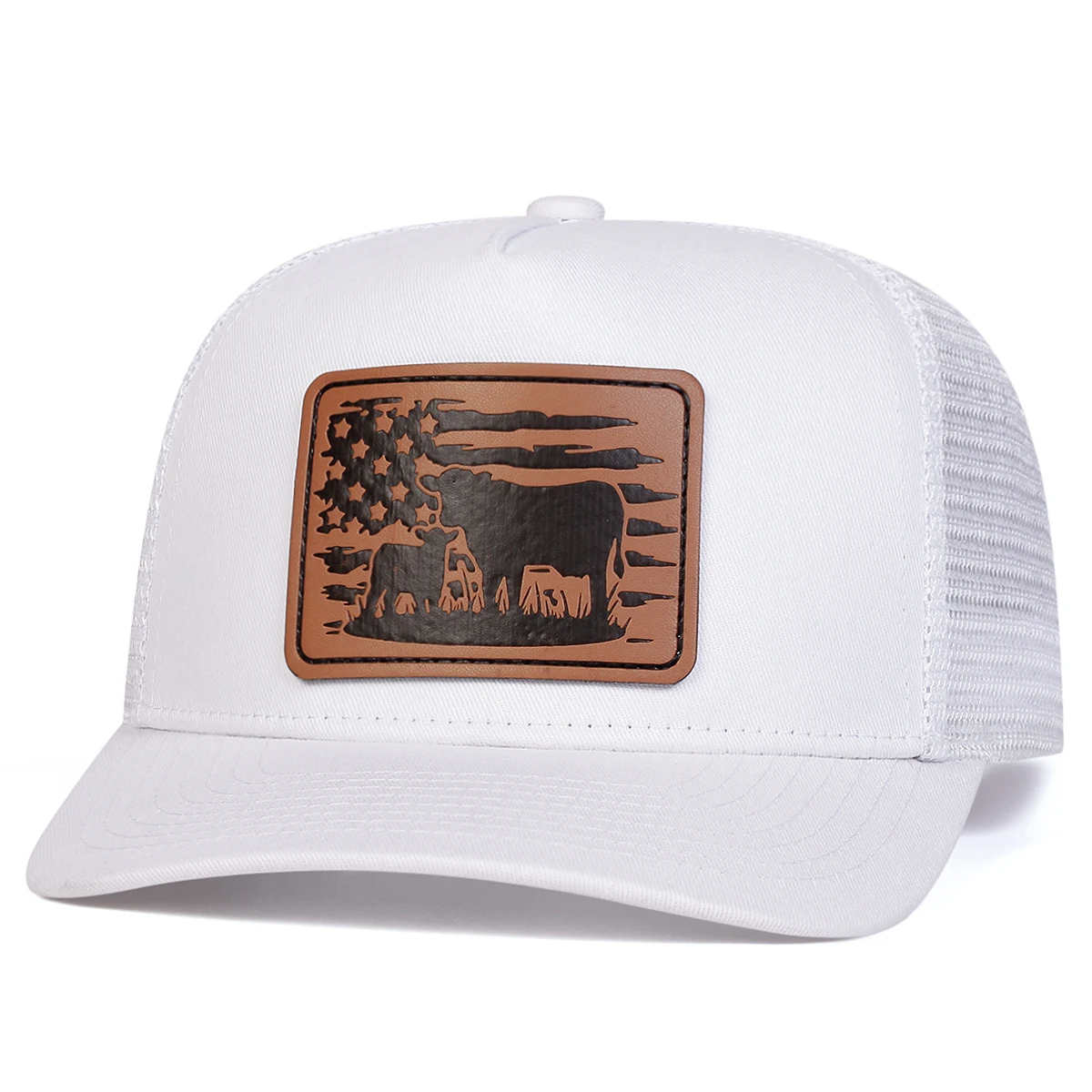 Unisex-Baseballkappe mit amerikanischer Flagge und Rindsleder-Label, für den Außenbereich, verstellbar, für Frühling und Sommer, lässiger Sonnenschutzhut – Detail 5