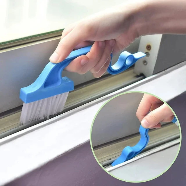 Brosse de nettoyage des espaces de fenêtre 2 en 1 et pelle plate, outil de nettoyage ménager pour cuisine, salle de bain, toilettes 2
