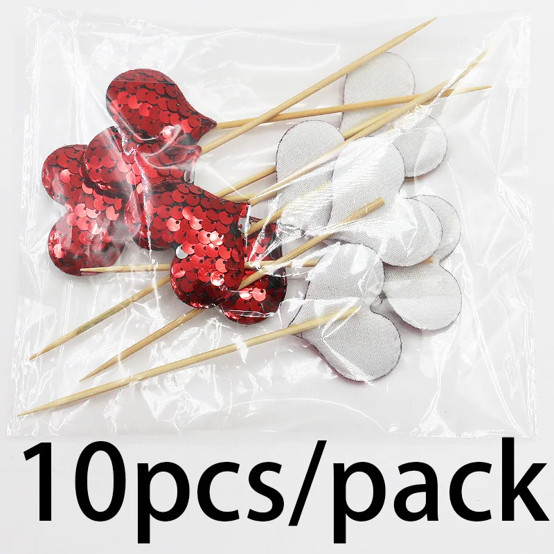 (10 Pieces/pack) 4.8*13cm Love Sequins Valentine's Day Plugin Decoration Wedding Party Decoration Handmade Materials