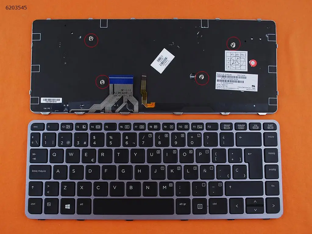 Tastiera Per Laptop Sp Per Hp Elitebook Folio 1040 G1 Cornice Argento Nera Con Retroilluminazione Win8