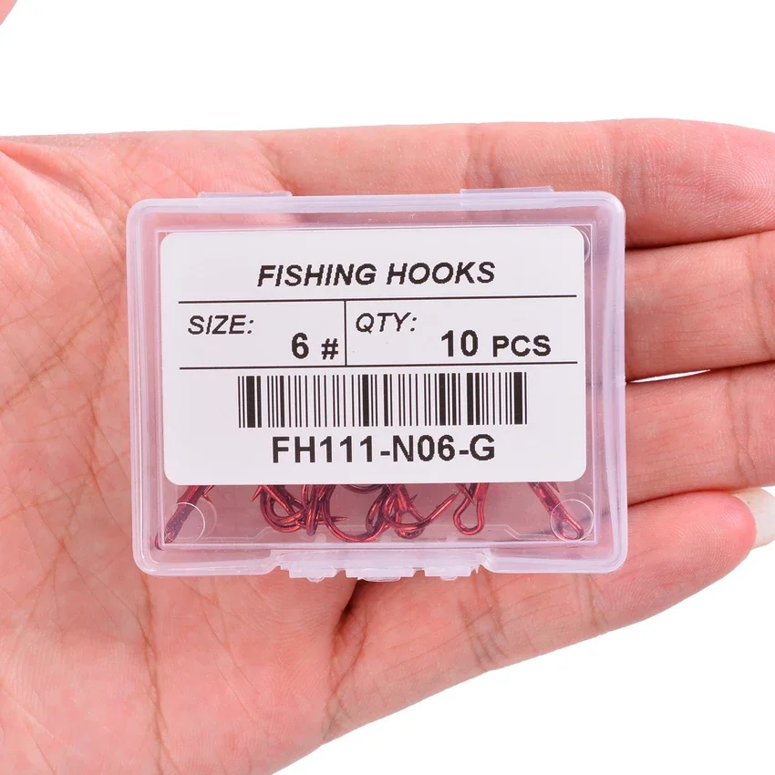 10pc / set Fishing Hooks High Steel Carbon Treble Fishing Hook Round Folded  Saltwater Bass 3/0 # -14 # Fishhooks Tackle Tools