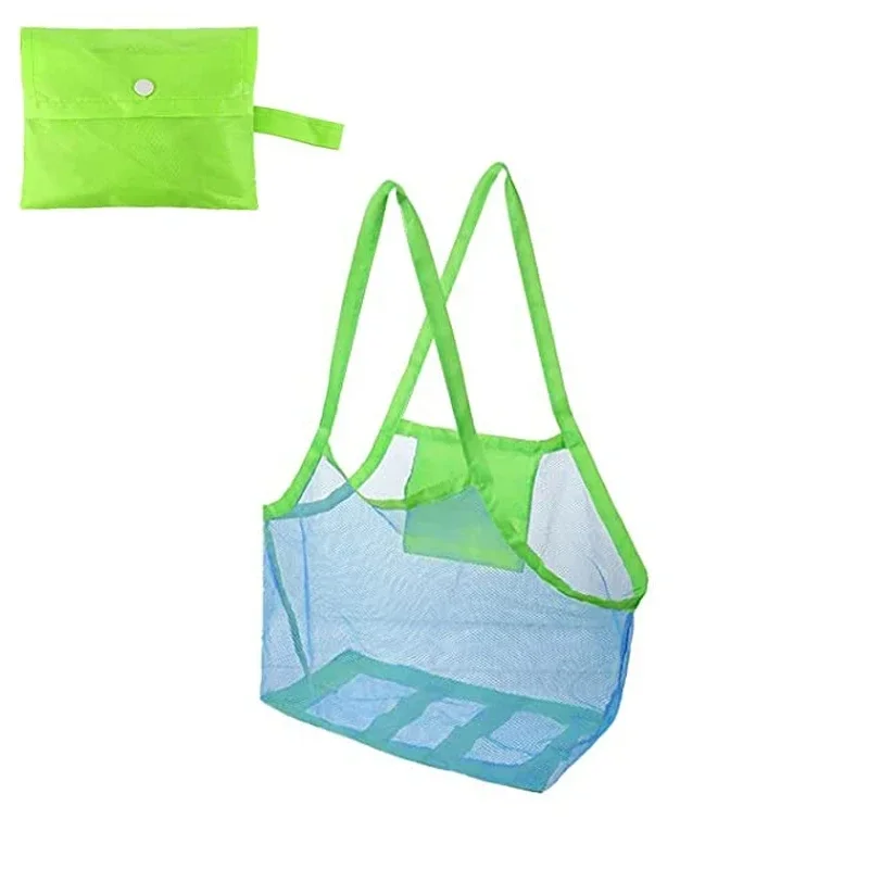 1-piece multi-color foldable beach mesh bag toiletry bag clothing towel storage bag children's toy large storage bag beach bag
