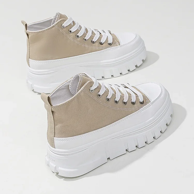 Zapatos de lona a la moda para mujer, zapatos deportivos de suela gruesa y alta para estudiantes, plantilla EVA de verano, superventas transfronteriza