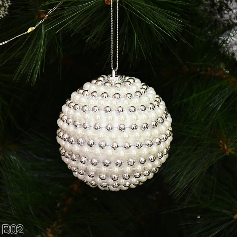 thumbnail image 1 of Colgante de bolas de espuma blanca para Navidad, cuentas plateadas, decoración, caja de regalo, diseño de Año Nuevo 2025, decoración colgante para árbol de Navidad, adornos de fiesta, 1 of 5