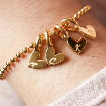 Bracelet Luxury Personalized Heart Initial Charms Custom Letter Bracelets Gift