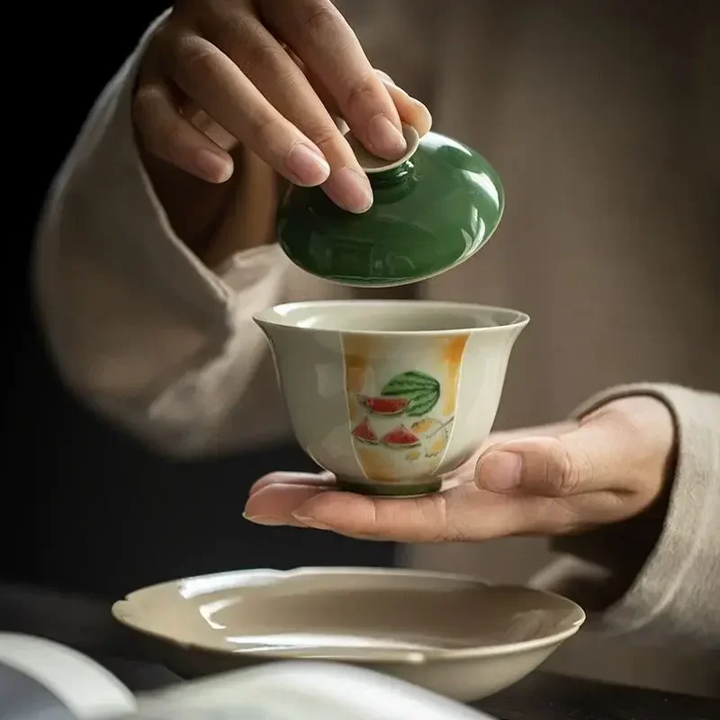 

Jingdezhen Chinese Tea Cup Gaiwan Tea Set Celadon Porcelain Bowl Mug Ceramic Teaware Kitchen Dining Bar Home Garden
