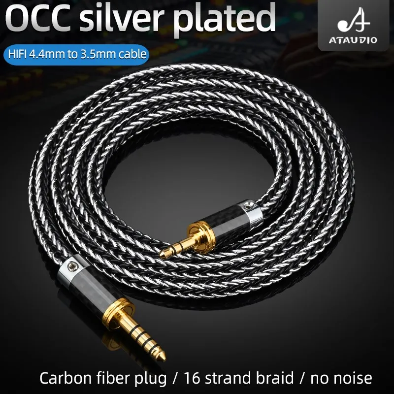

Аудиоадаптер ATAUDIO Hifi с балансиром 4,4 мм на 3,5 мм Aux-разъем, кабель OCC посеребренный штекер-штекер для автомобиля Zx300 NW WM1Z A Ifi