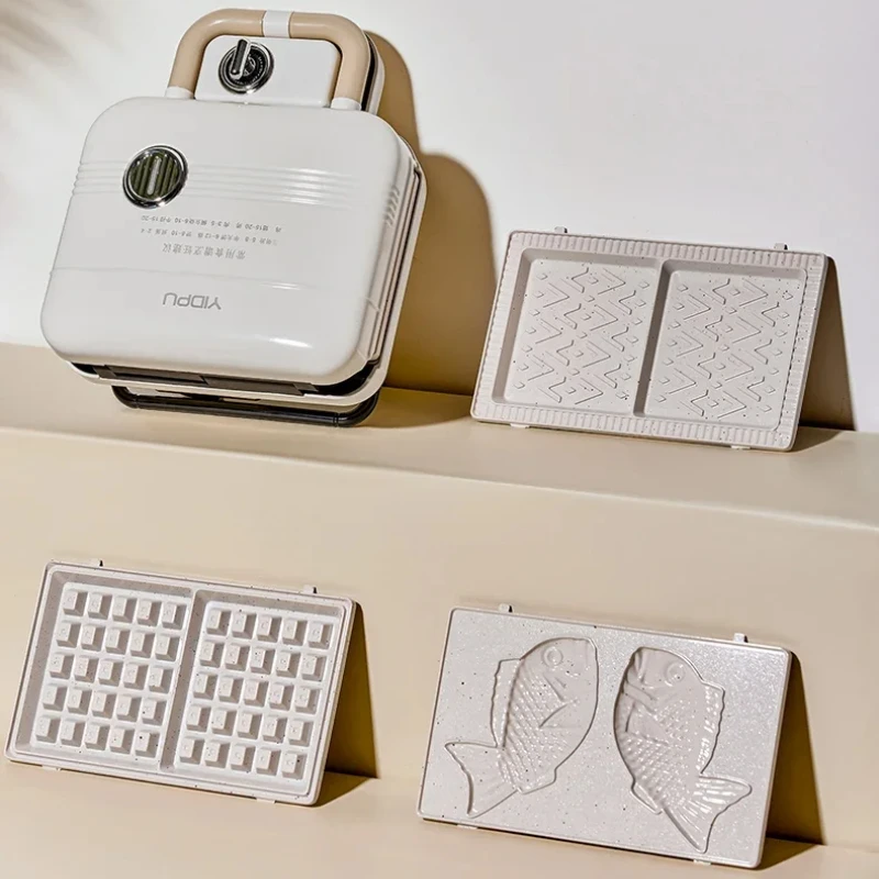 Dual Plate Breakfast Maker, MultiFunction Waffle and Sandwich Toaster for Home Use, Quick Cook Appliance, Easy Clean Surface 2
