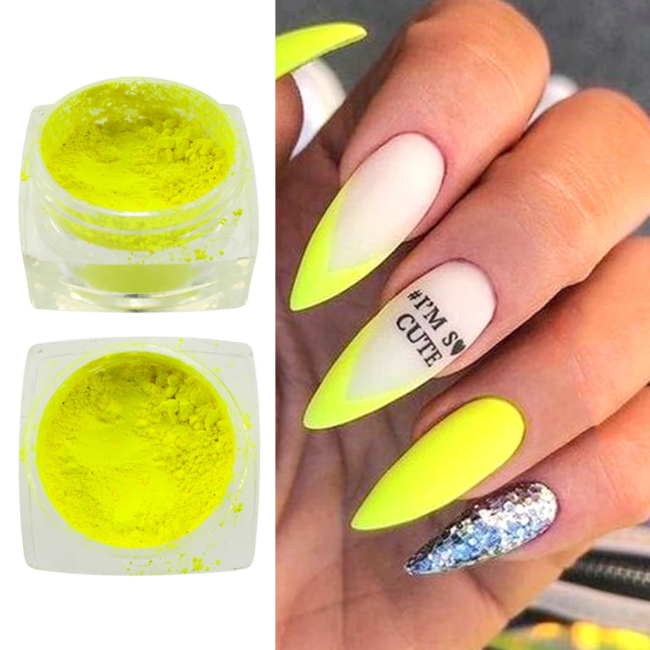 Bright Fluorescent Design Nail Art Powder UV Reactive Neon Pigment Nails Glitter Dust DIY Gel Polish Manicure Tools 1Set BEYE-1 nail powder,nail glitter,nail pigment,nail decoration,nail decorations,nail powder set,fluorescent pigment