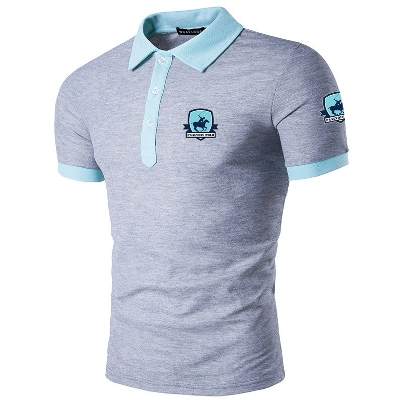 Sf56cee9a64434c39a7062e7653cac220o Men's Slim Fit Color-blocking Lapel Short-sleeved T-shirt Male Dad Wear Polo Shirt Summer