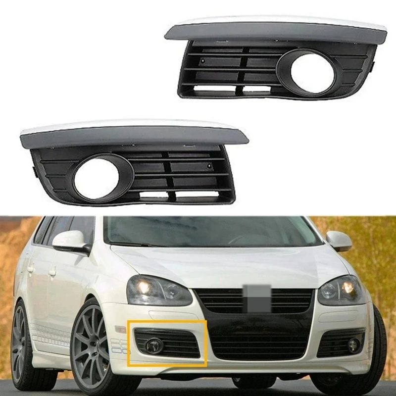 Front Grills Bumper Fog Lights Cover Lamp Frame Trim For Jetta Mk5 2006