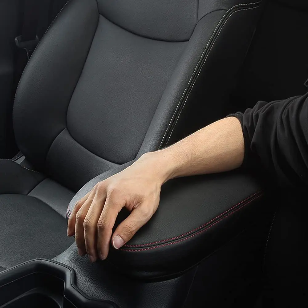Premium Leather Armrest Cover for Car Console Storage Lid Protection