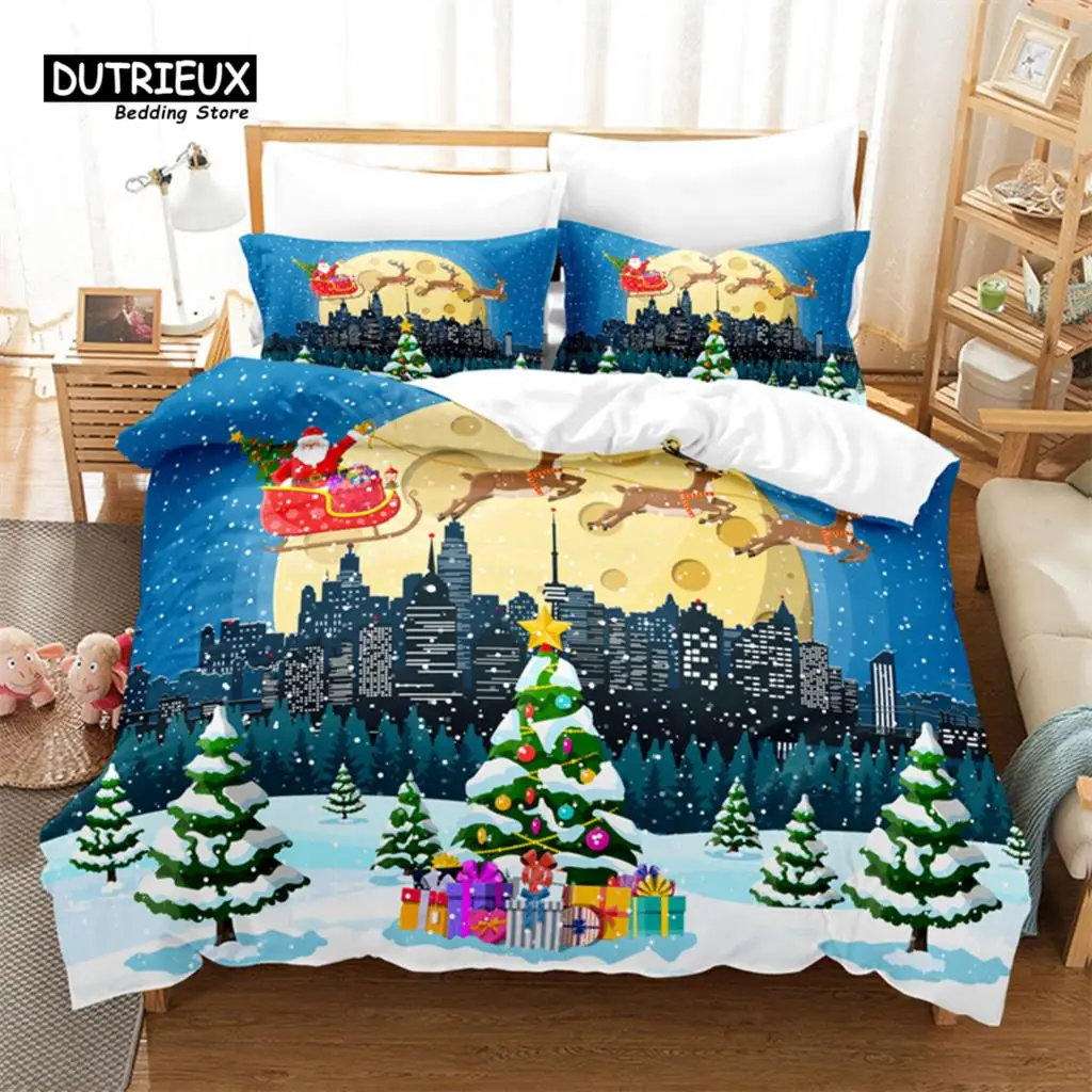 

Christmas Day Bedding Set, 3Pcs Duvet Cover Set, Soft Comfortable Breathable Duvet Cover, For Bedroom Guest Room Decor