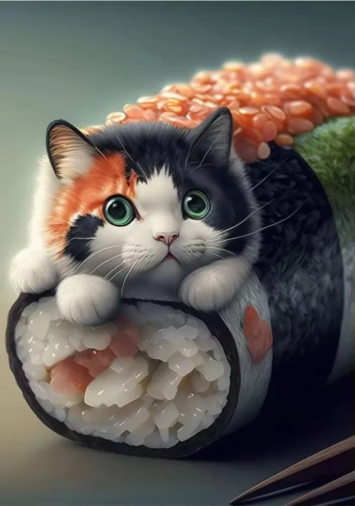 Japanese Salmon Sushi Canvas Wall Art - Cute Aesthetic Poster for Kitchen and Home Decor