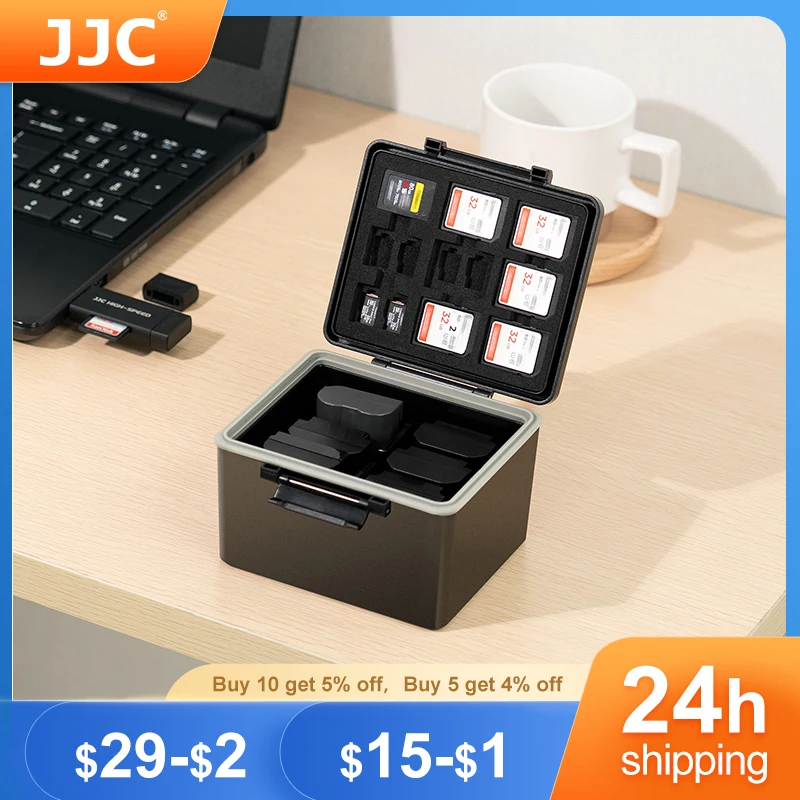 Jjc Hard Plastic Battery Case Memory Card Case Storage Organizer Box Memory Card Holder For Canon Lp-e6 E6n Nikon En-el15 Sony