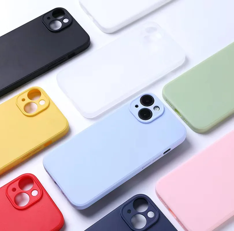 Liquid Silicone Phone Case for iphone 13 mini 14 15 Pro Max 15 Plus Candy Color Soft Back Cover Cases - 2