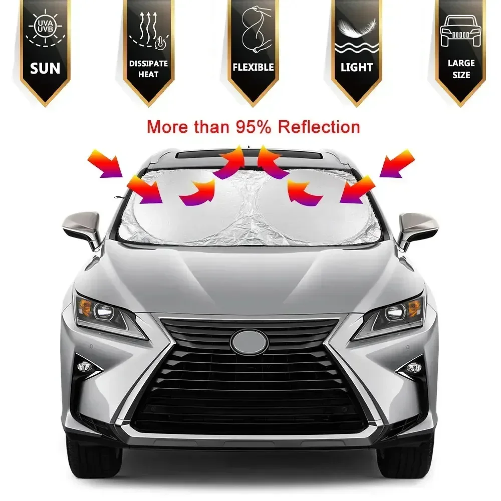 Silver Car Windshield Sunshade Auto Sun Shade Foldable Universal Windsceen Sun Block Cloth Car Front Window Cover