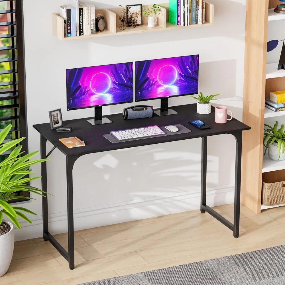 47 inch Computer Desk Gaming Desk Multi-Function Writing Table Student Art Modren Simple Style PC Wood & Metal Desk Workstation 2