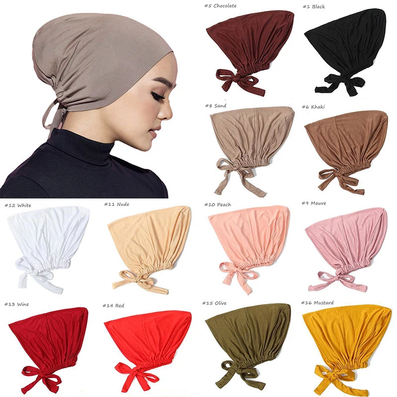 

Ramadan Soft Modal Muslim Women hijab Islamic Underscarf Inner Hijab Caps Female India Hats Hijabs Women Adjustable Turbans Hat