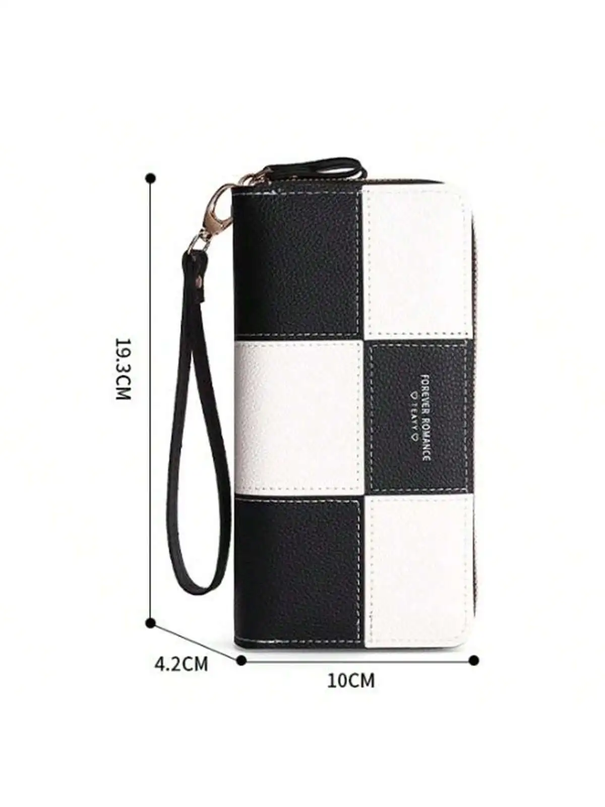 Women's Long Clutch Wallet Three Color Splicing Simple Zipper Phone Bag Money Clip Wallet Leather Wallet