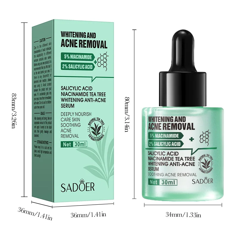 SADOER Salicylic Acid Nicotinamide Whitening Face Serum Acne Removing Moisturizing Anti Wrinkles Facial Essence Skin Care