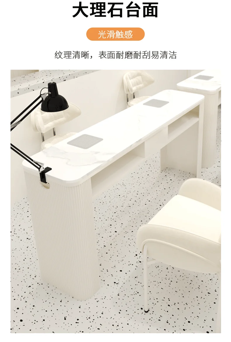 Description Picture 4 of itemProfesional Design Nail Desk Chairs White Aesthetic Nordic Nail Table Vacuum Cleaner Scrivania Per Unghie Salon Furniture