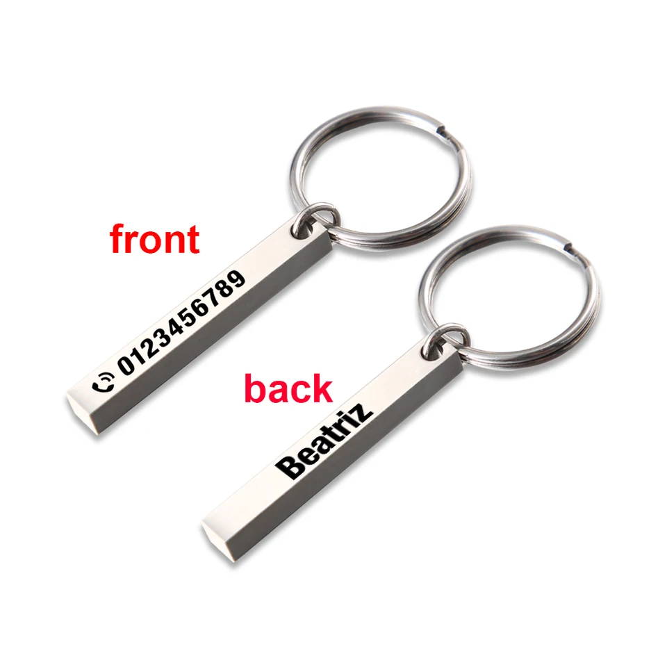 Custom Contact Phone Number Keyring - Personalized Plastic Key Ring With Split Ring