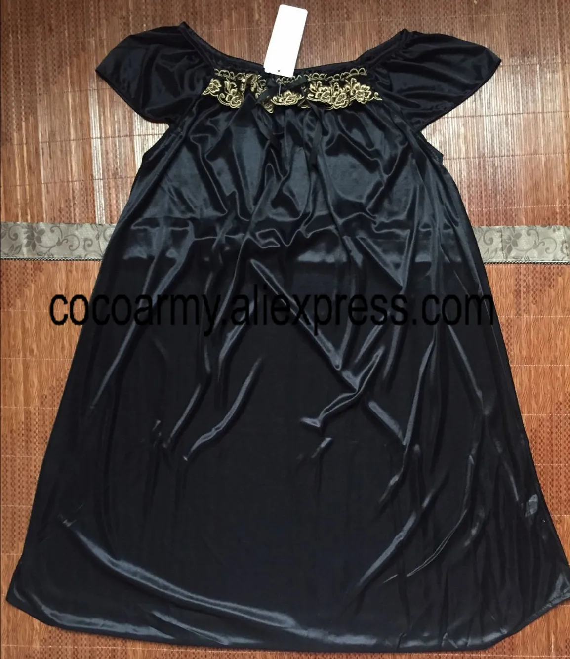 Women Satin Silk Dress Embroidery Nightgown Lingerie Oversized 5XL Sleepshirt Summer Lounge Pajama Night Sleepdress