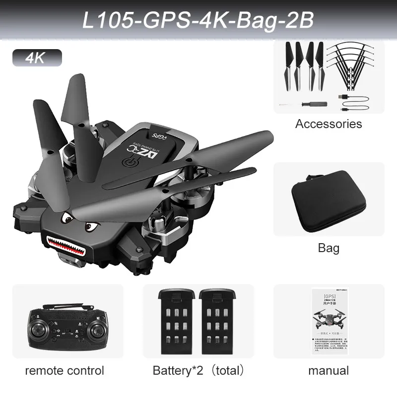 2022  New L105 GPS RC Drone 4K HD Dual Camera Professional Drone Wifi 25min Flight Time Quadcopter RC Distance 1km Toy Gifts world tech toys prowler spy drone camera remote control quadcopter RC Quadcopter