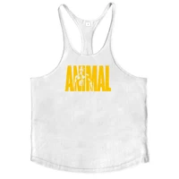 Gilets de course pour hommes, lettres d'animaux imprimées, débardeurs de gymnastique, musculation en coton, Singlets sans manches, vêtements de Fitness musculaire 6