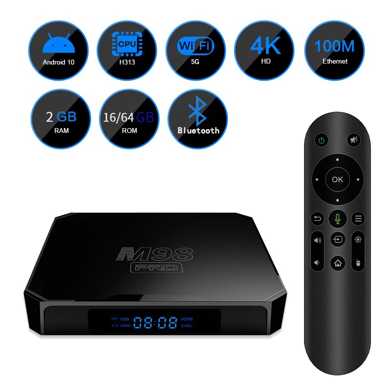 

M98 Pro ATV Smart TV device Android 10.0 WiFi 6 Allwinner H313 2GB 16GB BT 4.1 HD 4K 1080P decoder multimedia player TV Box