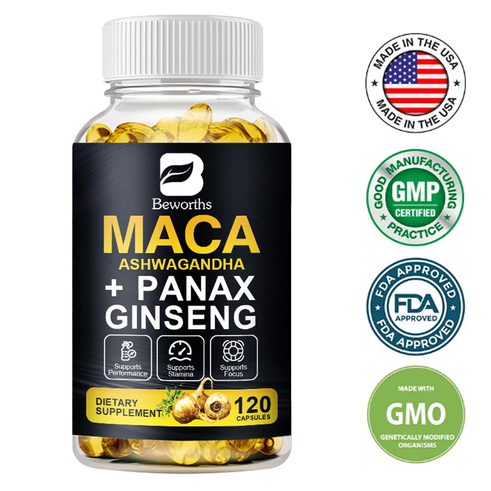 Edible Capsules BEWORTHS Nature Original Ginseng & Ashwagandha Plant Root Extract for Men and Women
