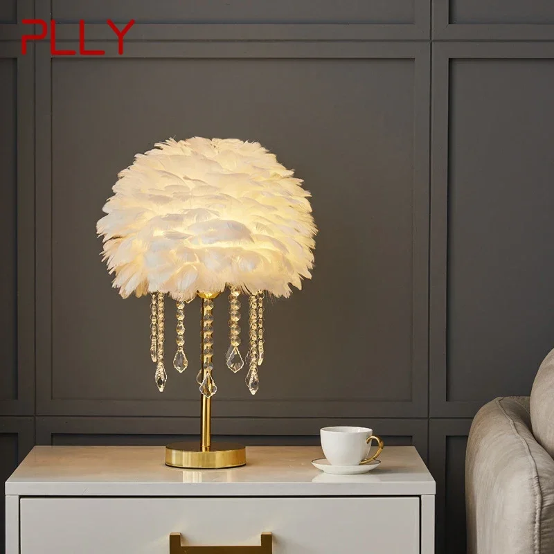 

PLLY Feather Table Lamp Nordic Modern Living Room Bedroom Hotels HomestaysCreative LED Decoration Desk Light