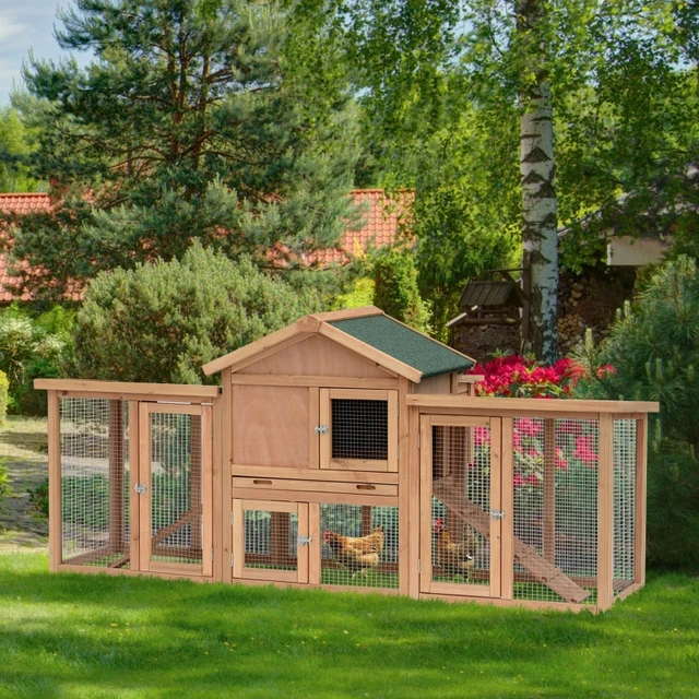 Gallinero grande de madera al aire libre conejo, conejo, jaula para  gallinas con puerta de ventilación, bandeja extraíble y rampa para jardín,  patio