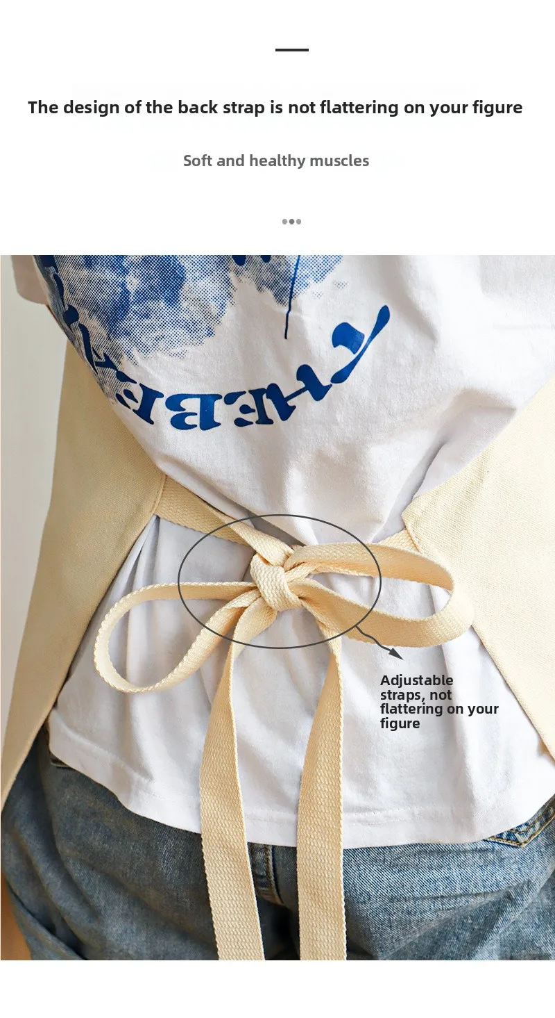 Bequeme Küchenschürze mit gesticktem Logo für Milchtee, Blumenladen, Catering – Druck verfügbar – Detail 7
