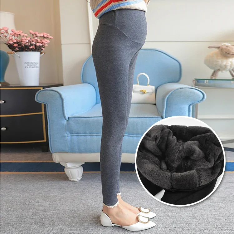 Winter Pregnant Women Black Leggings for Maternity Warm Soft Velvet Pants Pregnancy Inner Wool Clothes Ropa Mujer Embarazada 2