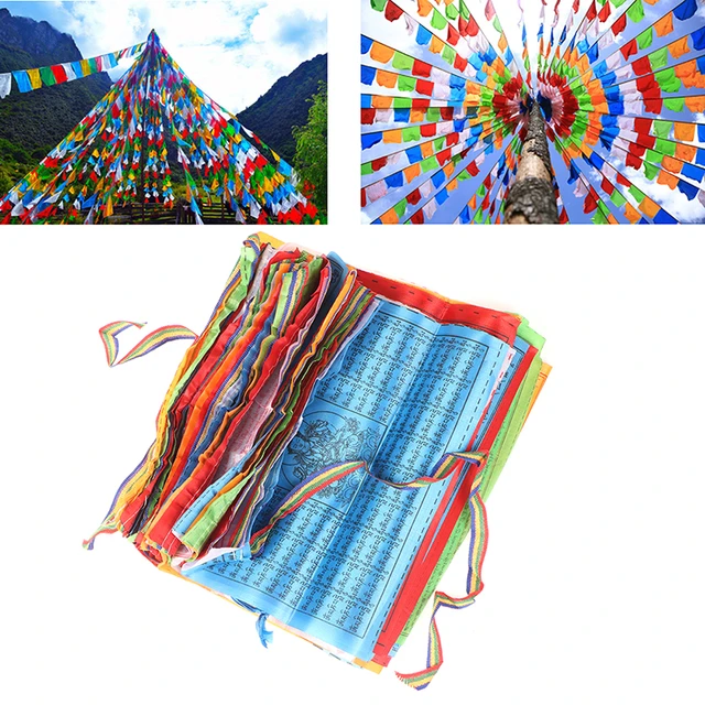 8.4m 28cm*25cm 1Set 30pcs Tibetan Buddhist Prayer Flags 5 Colors Fabric  Craft Polyester Tibet Style Decorative Flag - AliExpress