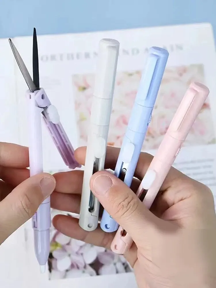 펜 스타일 휴대용 가위 미니 접이식 포켓 크리에이티브 소형 여행용 가위 다기능 학생 공예용 초소형 가위
